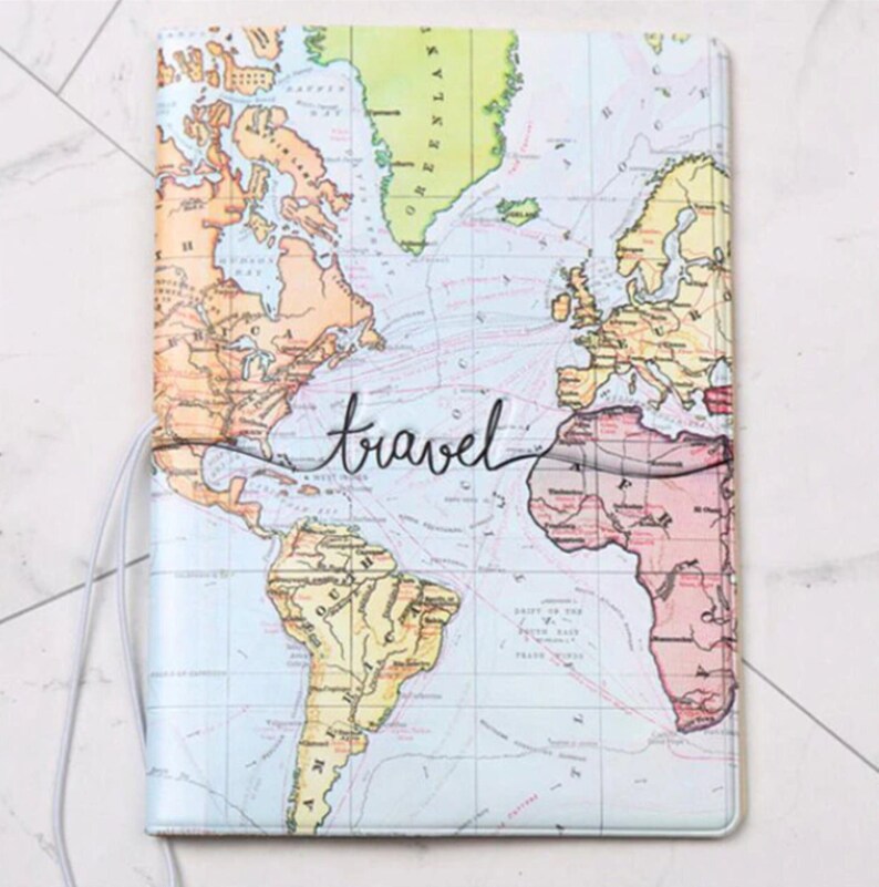 Travel Passport Cover World Map Passport Case Passport Etsy