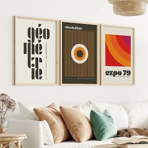 Carteles de arte francés vintage de mediados de siglo, diseño moderno de los años 70, DESCARGA DIGITAL