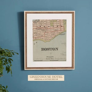 Vintage Boston Map Art druckbare Massachusetts Plakat-Druck Antike 1900s Karte, die Stadt-Weinlese-Dekor zeichnet