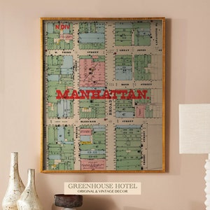 Carte vintage de New York de Manhattan à télécharger, impression d'art mural antique - décoration historique Americana pour carte de Manhattan à New York City