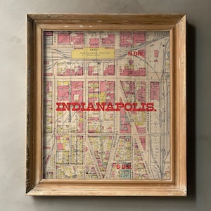 Mappa d'epoca di Indianapolis SCARICABILE, antica arte storica, decorazione americana, stampa della mappa storica di Indianapolis, Indiana