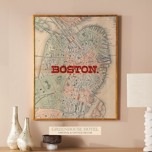 Vintage Boston Karte Drucken DOWNLOAD Antikes Dekor Boston Wandkunst Boston MA Karte Plakat Vintage Boston Massachusetts Einweihungsparty-Dekor
