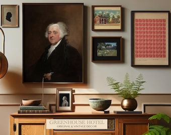 President John Adams Prints Set of 6 Portraits, Patriotic Americana Art, Digital Download
