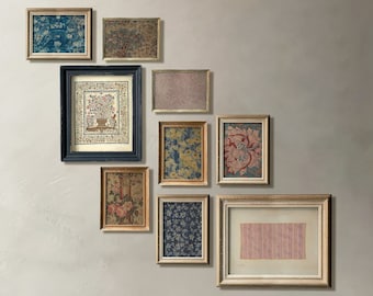 Vintage Fabric Art Prints: American Textile Gallery Wall Set of 9 (Digital Download)