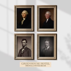 President Gallery Wall PRINTABLE Washington Jefferson Roosevelt Lincoln US Portraits Mount Rushmore Presidential Americana Decor Vintage