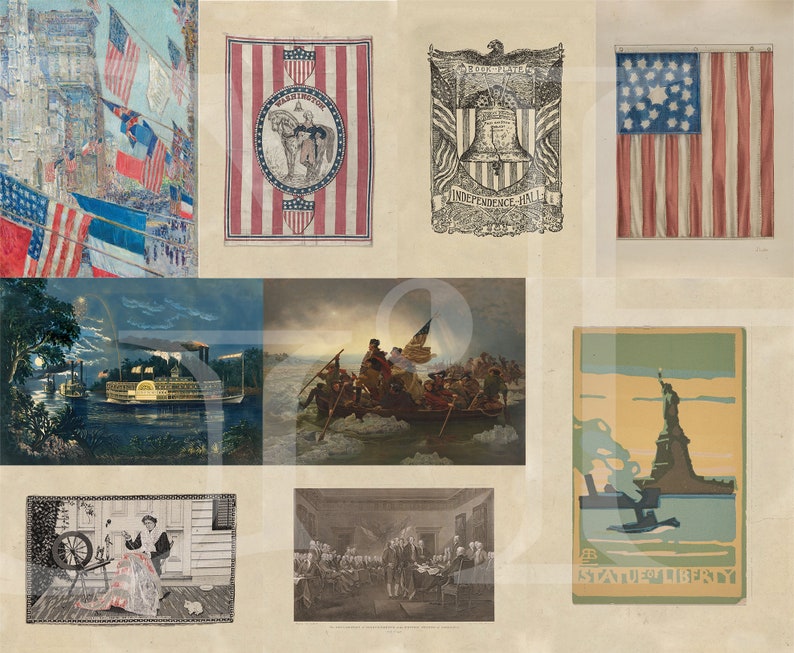 Gravuras de arte americana vintage: arte de parede patriótica (download digital) imagem 2