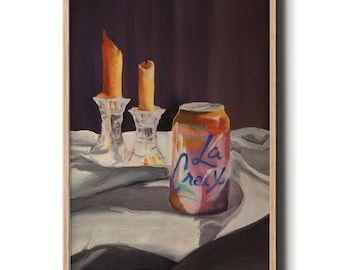 Pamplemousse Seltzer Still Life: Vintage Oil Painting Art Print