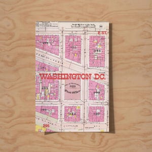 Vintage Washington DC-stadskaart afdrukken - historische kaart van het Capitool van de VS, retro kunst aan de muur, antieke kaartdecor, stedelijke thuiskantoordecoratie, niet ingelijst