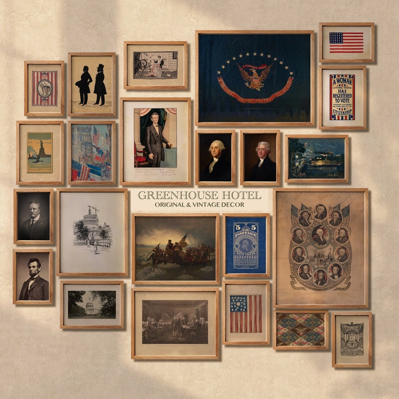 Gravuras de arte americana vintage: arte de parede patriótica (download digital) imagem 1