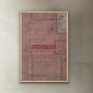 Vintage Dunedin kaart afdrukken antiek decor Dunedin Florida muur kunst kaart poster vintage FL kaart decor housewarming cadeau