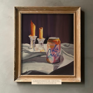 Grapefruit Seltzer Still Life: Vintage Oil Painting Print (Digital Download)