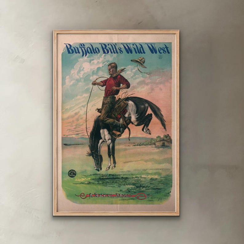 Buffalo Bill Bucking Bronco Poster PRINT Wild West Frontier Art - Etsy