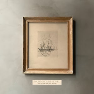 Vintage zeilboot schets print, boot houtskool tekening muur kunst decor, zeilen schets etsen, 19e eeuw potlood kunst digitale print direct downloaden