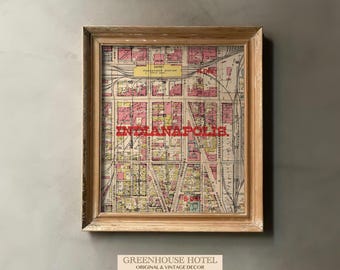 Vintage Indianapolis Map Print: Retro Pink & Green Indiana Art