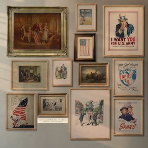 American Icons Set of 12 Betsy Ross Uncle Sam George Washington Patriotic Prints Americana Wall Art PRINTABLE Vintage American Flag Art
