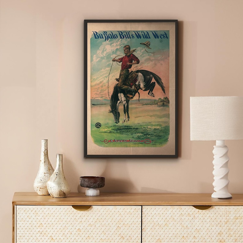 Buffalo Bill Bucking Bronco Poster PRINT Wild West Frontier Art - Etsy
