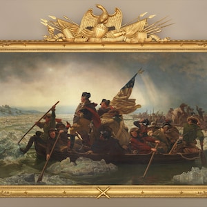 George Washington Delaware Painting Vintage Americana Washington Crossing the Delaware Printable Historic Colonial Washington Print DOWNLOAD