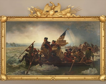 George Washington Delaware Gemälde Vintage Americana Washington Crossing the Delaware Druckbare historische Kolonialmacht Washington Druck DOWNLOAD