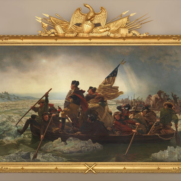 George Washington Delaware Painting Vintage Americana Washington Crossing the Delaware Printable Historic Colonial Washington Print DOWNLOAD