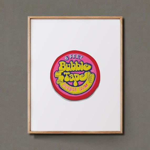 Bubblegum Tape Painting Print: Vintage 90s Candy Pop Art - Etsy