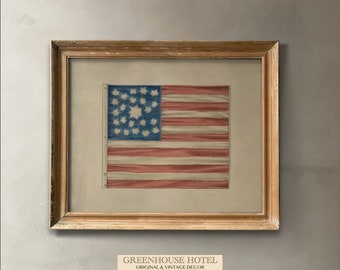 Vintage American Flag Art Print: Patriotic Americana Decor (Digital Download)