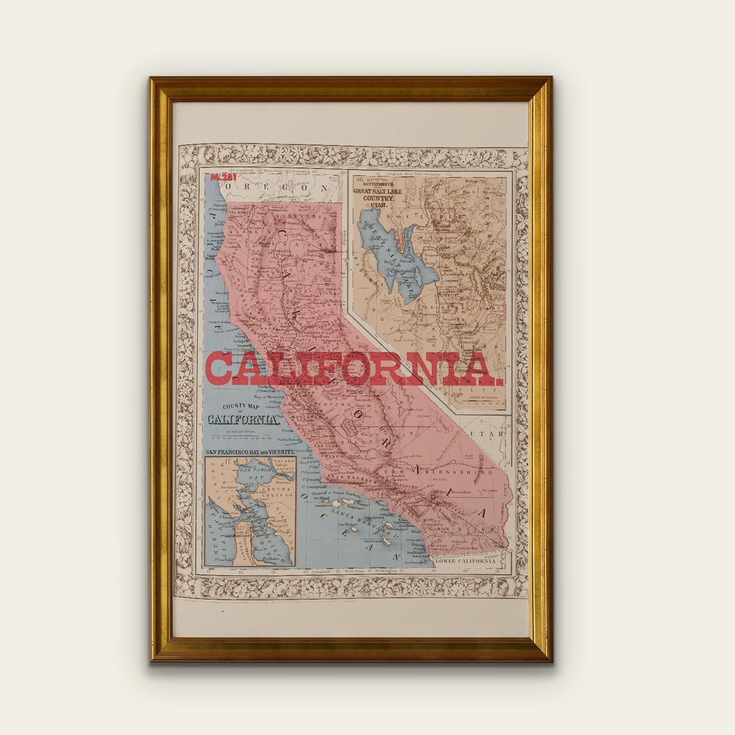 Vintage California State Map Art Print, CA Decor - Etsy