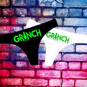 Grinch Christmas Grinchmas Holiday Naughty Sexy Thong Panties Lingerie Underwear