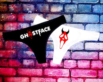 Fantasma Diablo Grito Reina Retro 90s Horror Malvado Pentagrama Malvado Travieso Espeluznante Sexy Tanga Bragas Lencería Ropa Interior