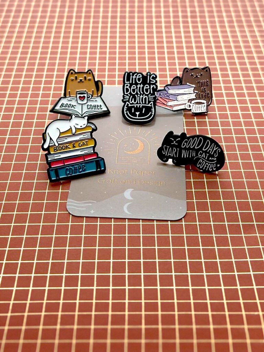 Cat and Book Lover Enamel Pin for Bookish Gifts and Coffe Lover Etsy