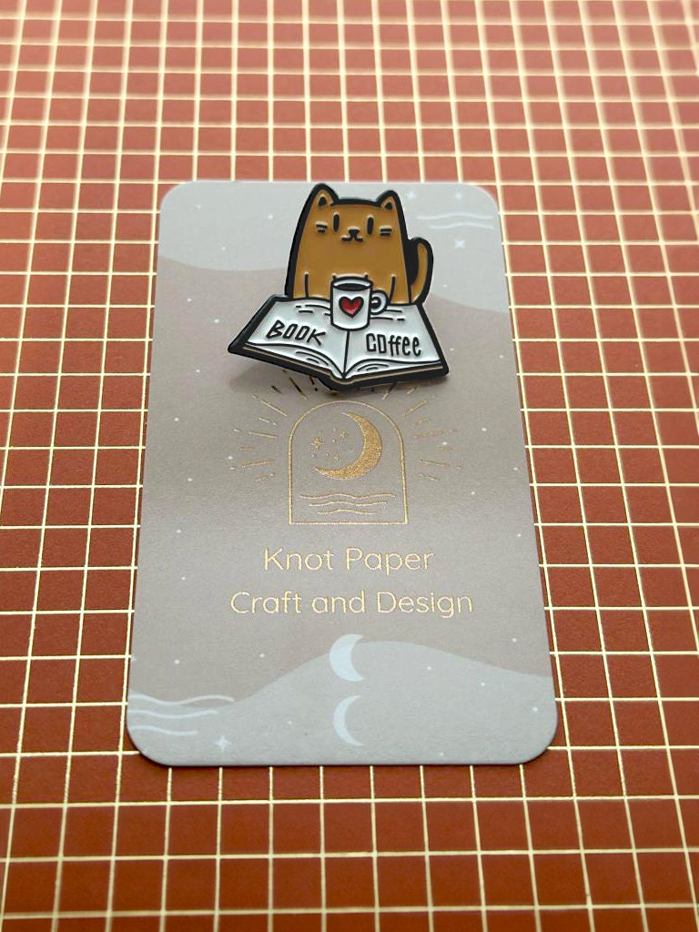 Cat and Book Lover Enamel Pin for Bookish Gifts and Coffe Lover Etsy