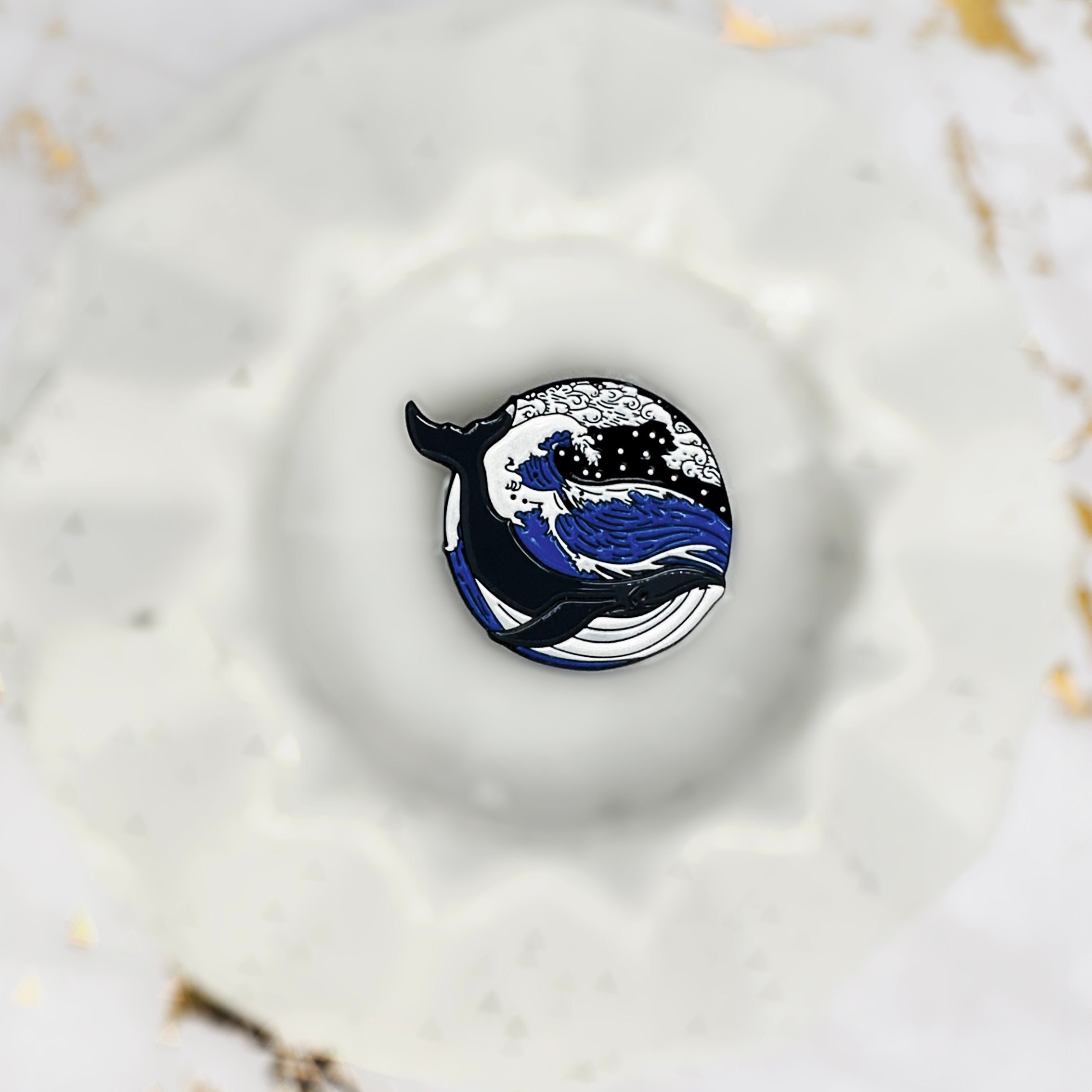 Oceanic Waves & Whale Enamel Pin Nautical Lapel Pin - Etsy