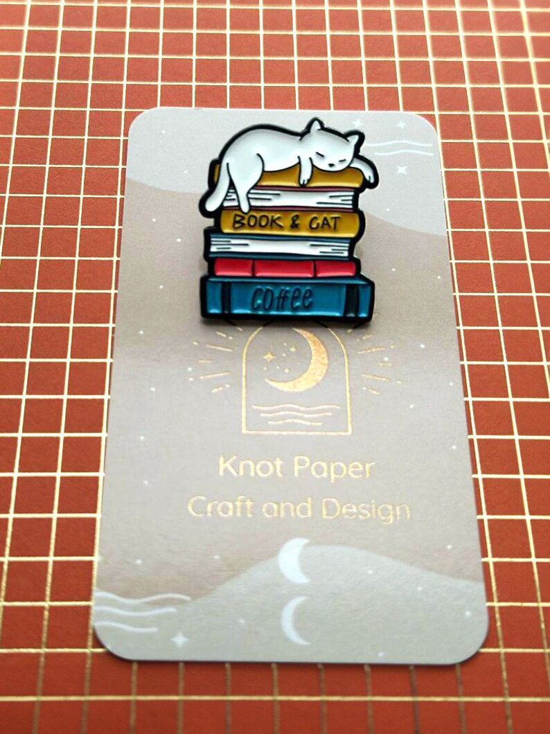 Cat and Book Lover Enamel Pin for Bookish Gifts and Coffe Lover Etsy