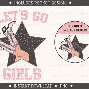 Shania Twain, Let&#39;s Go Girls, Pink Matching Pocket Design,Western PNG Sublimation, 90&#39;s Country PNG, Shirt Design, Sublimation Download