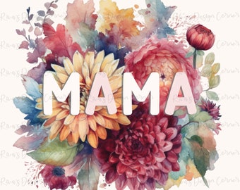 Mama Png, Floral Bouquet Png,Spring Sublimation Design,Easter Watercolor floral png,Wild Flowers Bouquet Png,Digital Download, Trendy, Retro