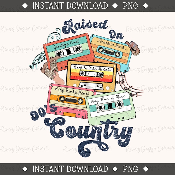 90s Country Cassette Tapes, Retro Sublimations, Western PNG Sublimation, Designs Downloads, PNG Clipart, Shirt Design, Sublimation Download