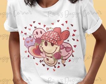 Valentine Vibes Png, Valentine’s Day PNG, Smiley Face Png, Retro Valentines Shirt Design, Sublimation Design Download, Digital Download
