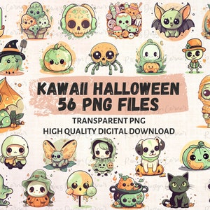 Kawaii Cute Pastel bundle Candy Clip art Bundle Happy Halloween Printable PNGs Kids Witches Cat Pumpkin Ghost Bat Skull Potions Clipart