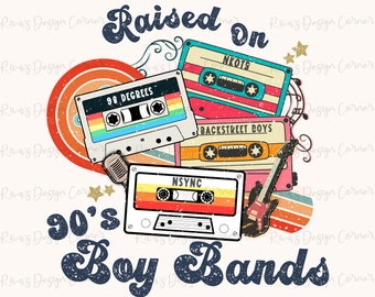 Camiseta de Boy Bands, Cintas de Cassette Png, Boy Bands de los 90, Música de los 90, Boy Bands, Descarga de sublimación, Descarga digital, Cintas de casete country de los 90