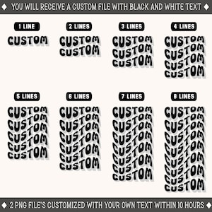 Texto ondulado retro personalizado PNG, fuente ondulada personalizada svg, letras onduladas personalizadas svg, svg apilado ondulado personalizado, texto personalizado, svg retro ondulado personalizado, png