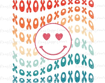XOXO Png , Retro Smiley Valentine Png , Smiley Heart Png, Love Heart,Valentines Day Png,Valentines Day Png,Retro Valentines Day, Sublimation