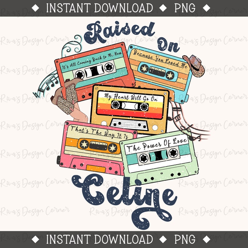 Celine Dion, 90's Country, Country Music Png, Cassette Tapes Png, Country Music Shirt Design,Sublimation Download,90s Country Cassette Tape image 1