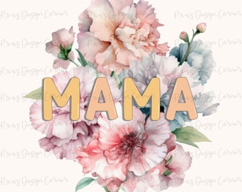 Mama Png, Floral Bouquet Png,Spring Sublimation Design,Easter Watercolor floral png,Wild Flowers Bouquet Png,Digital Download, Trendy, Retro
