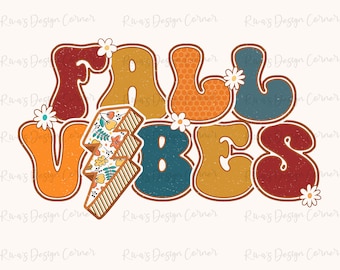 Fall PNG, Fall Vibes PNG, Halloween PNG, Lightning Bolt Png, Retro Fall Png, vintage, Pumpkin Season, Instant Download, Sublimation Design
