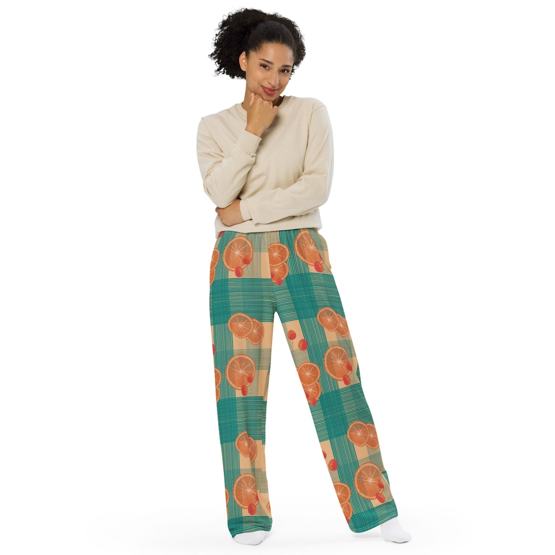 shirt and printed wide leg pants orange