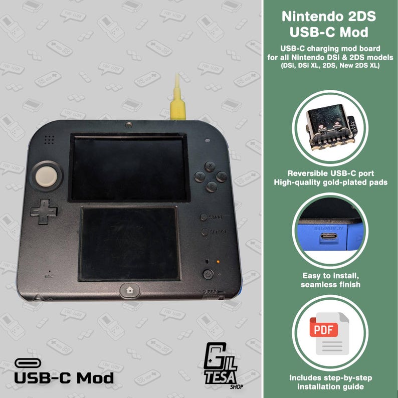 Console Mod 2ds Shell Nintendo 2DS & New 2DS XL: USB-C Mod - Etsy