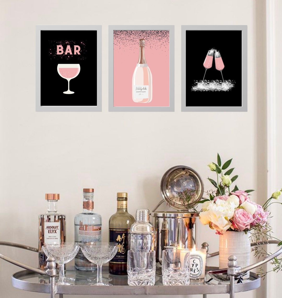 Bar Wall Art/girly Wall Art/bar Decor/ Girly Bar Art/ Pink Bar Art ...