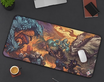 Epic Hero vs Monster Desk Mat | Gaming Pad, Neoprene Mousepad