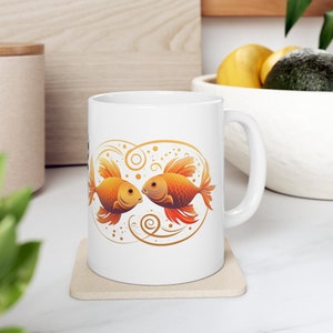Pisces Zodiac Sign Coffee Mug - Custom Ceramic Mug with Astrological Design