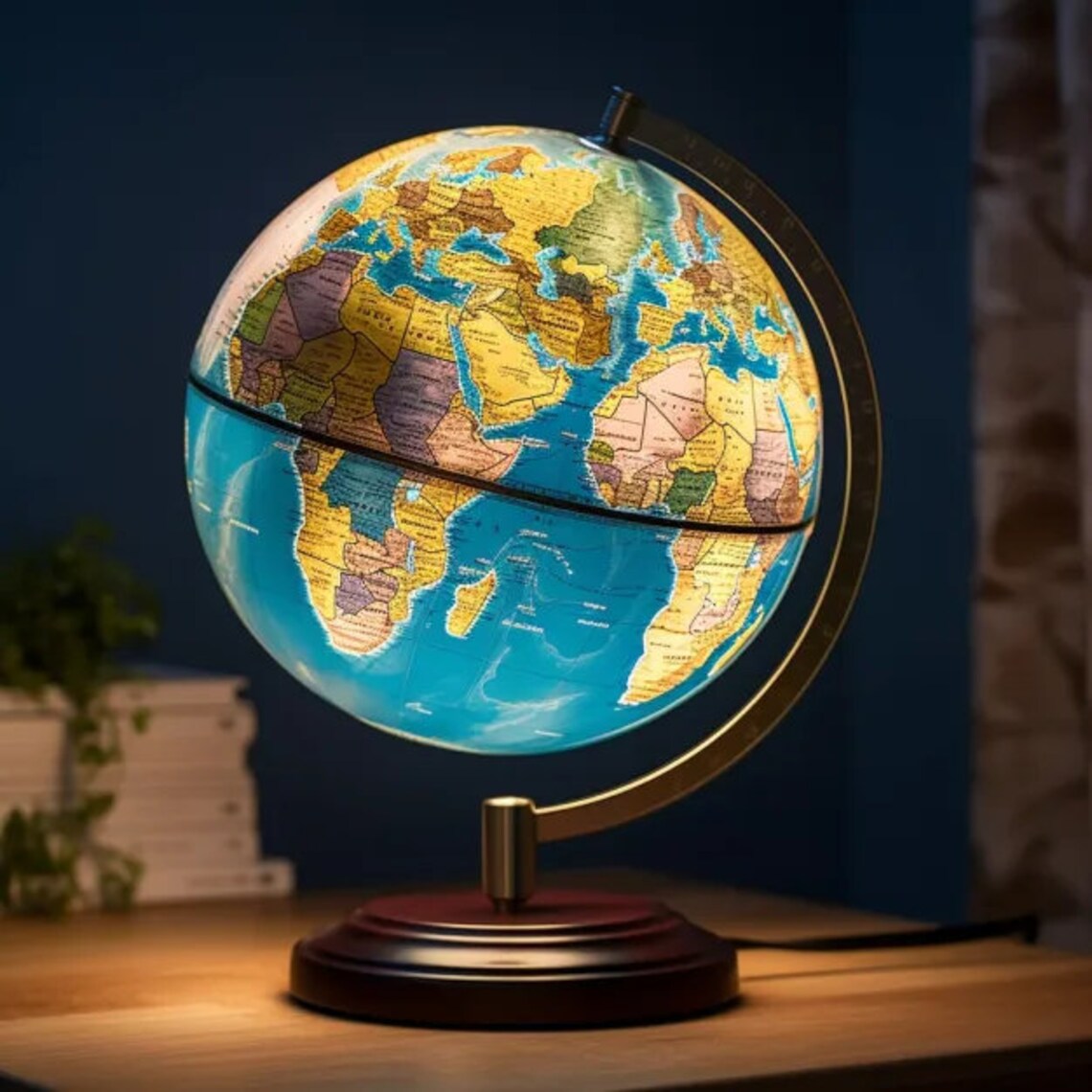 LED English World Globe Lamp, Light up Globe, Sphere Globe Desk Lamp