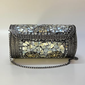 Evening metal mosaic clutch